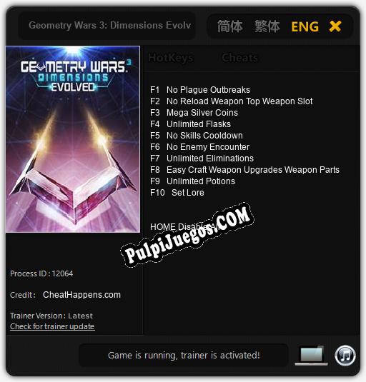 Entrenador liberado a Geometry Wars 3: Dimensions Evolved [v1.0.8]