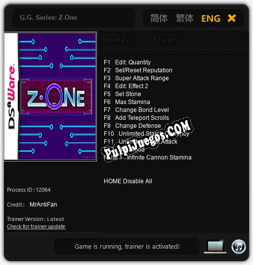 G.G. Series: Z-One: Cheats, Trainer +13 [MrAntiFan]