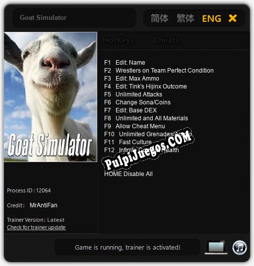 Goat Simulator: Trainer +12 [v1.3]