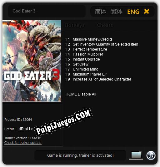 God Eater 3: Treinador (V1.0.26)