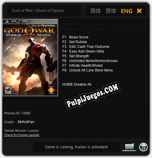 God of War: Ghost of Sparta: Treinador (V1.0.16)