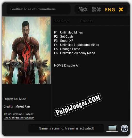 Godfire: Rise of Prometheus: Cheats, Trainer +6 [MrAntiFan]