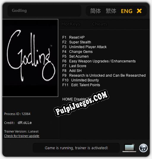 Entrenador liberado a Godling [v1.0.2]