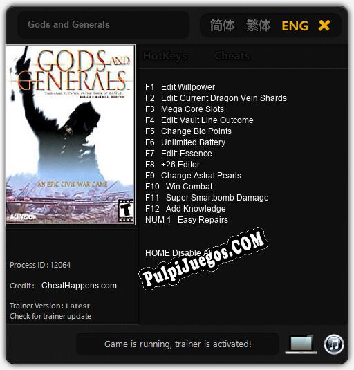 Entrenador liberado a Gods and Generals [v1.0.5]