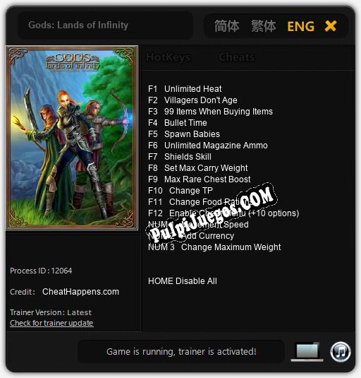 Entrenador liberado a Gods: Lands of Infinity [v1.0.8]