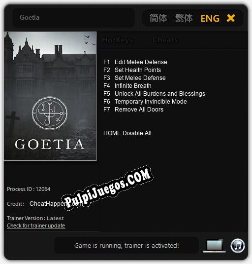 Goetia: Cheats, Trainer +7 [CheatHappens.com]