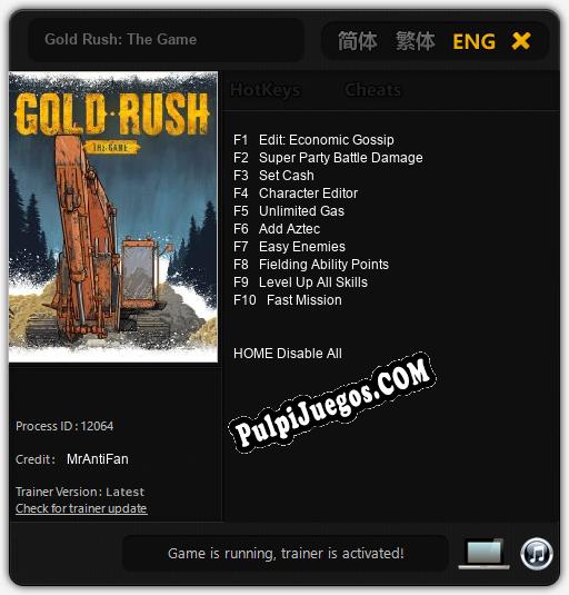 Entrenador liberado a Gold Rush: The Game [v1.0.5]