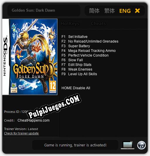 Golden Sun: Dark Dawn: Treinador (V1.0.11)