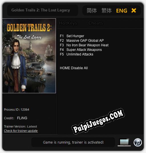 Golden Trails 2: The Lost Legacy: Treinador (V1.0.21)