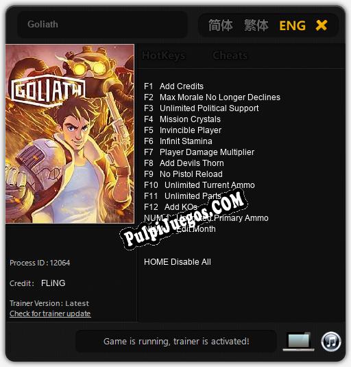 Goliath: Cheats, Trainer +14 [FLiNG]