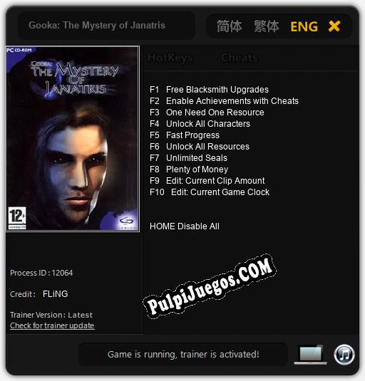 Entrenador liberado a Gooka: The Mystery of Janatris [v1.0.7]