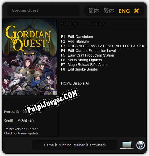 Gordian Quest: Cheats, Trainer +8 [MrAntiFan]