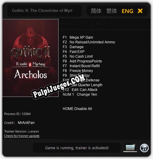 Gothic II: The Chronicles of Myrtana Archolos: Trainer +13 [v1.1]