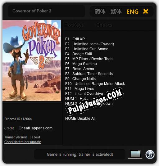 Entrenador liberado a Governor of Poker 2 [v1.0.8]