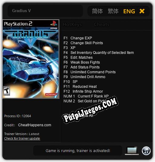 Gradius V: Trainer +14 [v1.2]