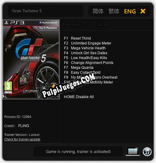 Gran Turismo 5: Cheats, Trainer +10 [FLiNG]