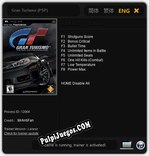 Gran Turismo (PSP): Trainer +8 [v1.3]