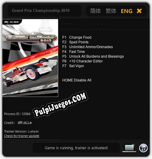 Grand Prix Championship 2010: Treinador (V1.0.34)