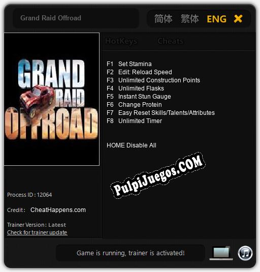 Grand Raid Offroad: Trainer +8 [v1.5]