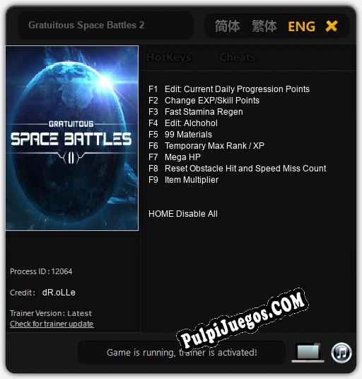 Entrenador liberado a Gratuitous Space Battles 2 [v1.0.8]