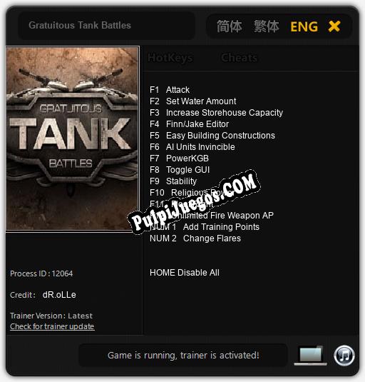 Gratuitous Tank Battles: Treinador (V1.0.63)