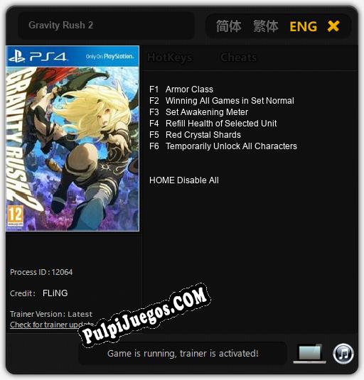 Entrenador liberado a Gravity Rush 2 [v1.0.8]