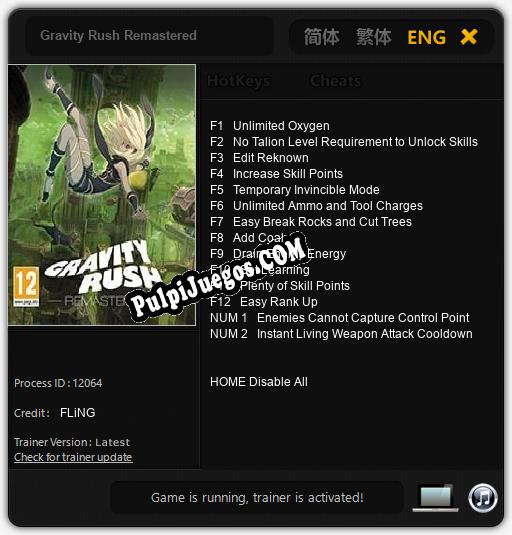 Entrenador liberado a Gravity Rush Remastered [v1.0.4]