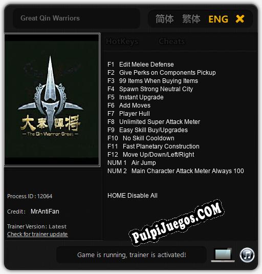 Great Qin Warriors: Cheats, Trainer +14 [MrAntiFan]