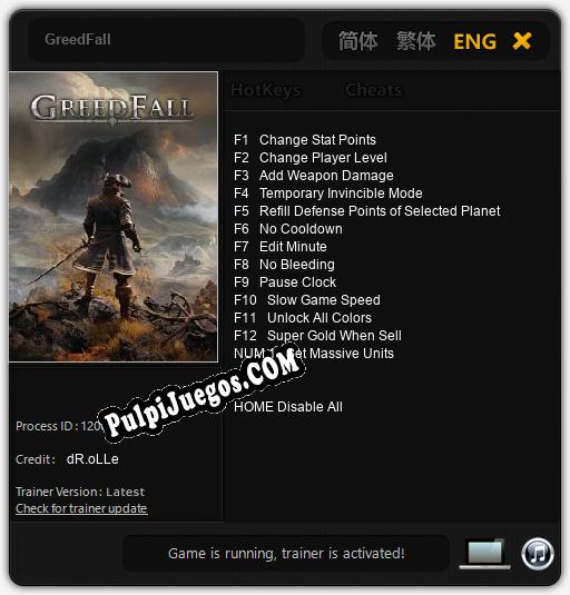 GreedFall: Treinador (V1.0.96)