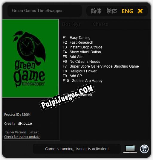 Green Game: TimeSwapper: Treinador (V1.0.4)