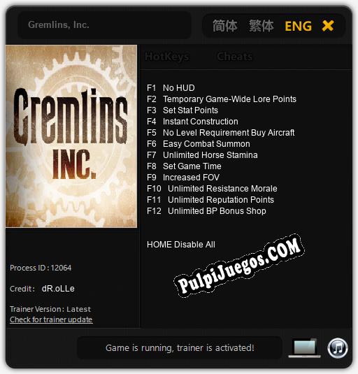 Entrenador liberado a Gremlins, Inc. [v1.0.4]