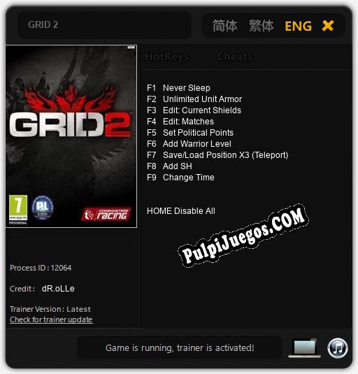 GRID 2: Cheats, Trainer +9 [dR.oLLe]