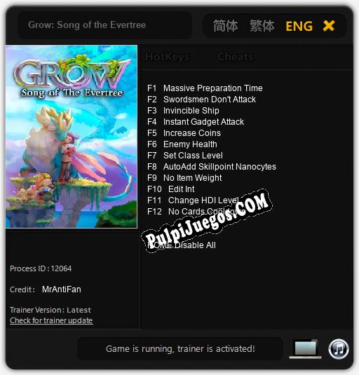 Grow: Song of the Evertree: Cheats, Trainer +12 [MrAntiFan]