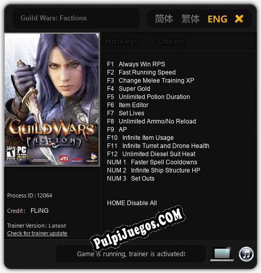 Entrenador liberado a Guild Wars: Factions [v1.0.9]