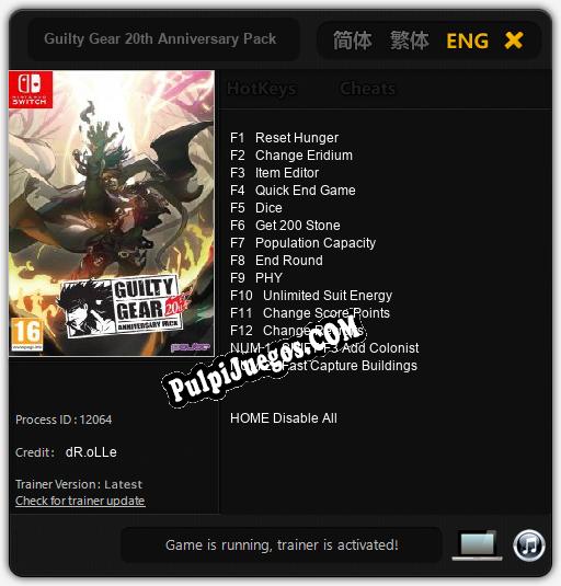 Entrenador liberado a Guilty Gear 20th Anniversary Pack [v1.0.6]