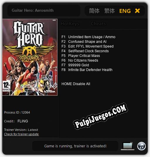 Guitar Hero: Aerosmith: Trainer +8 [v1.6]