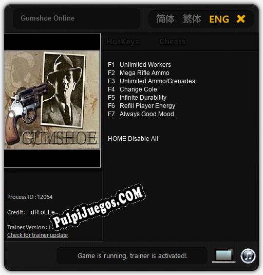 Entrenador liberado a Gumshoe Online [v1.0.5]