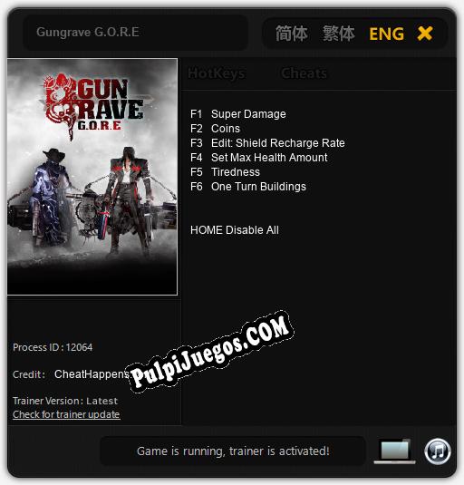 Gungrave G.O.R.E: Trainer +6 [v1.7]