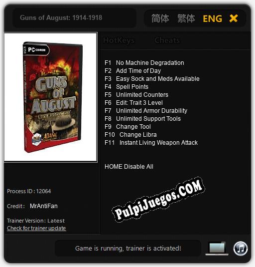 Entrenador liberado a Guns of August: 1914-1918 [v1.0.2]