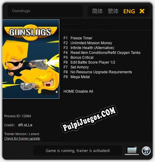 Gunslugs: Trainer +9 [v1.9]