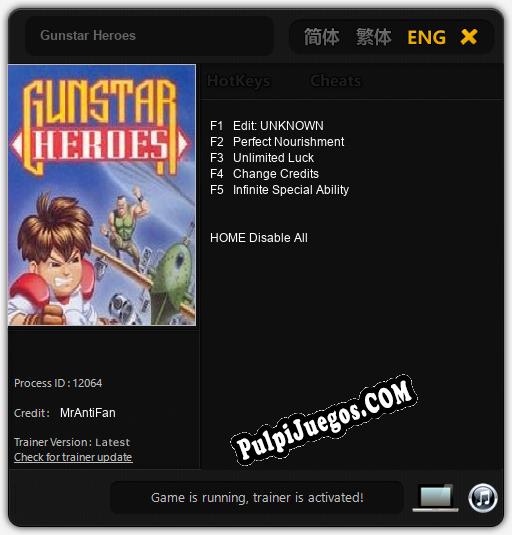 Gunstar Heroes: Cheats, Trainer +5 [MrAntiFan]