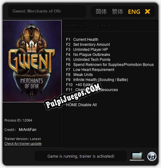 Gwent: Merchants of Ofir: Trainer +11 [v1.9]