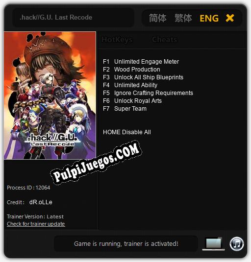 .hack//G.U. Last Recode: Trainer +7 [v1.9]