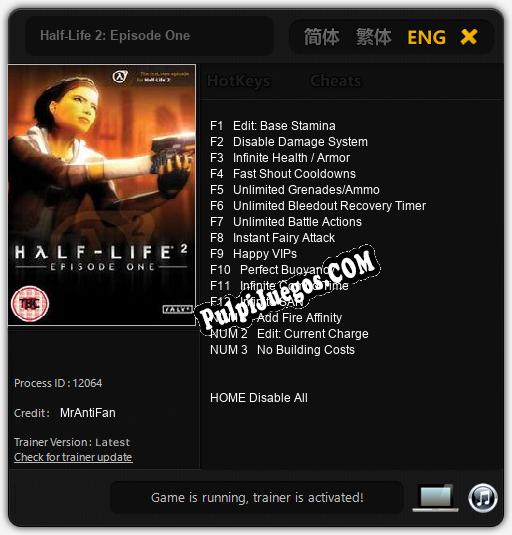 Entrenador liberado a Half-Life 2: Episode One [v1.0.6]