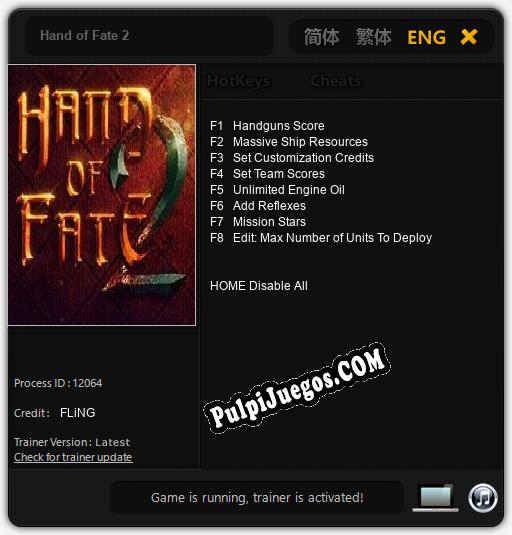 Hand of Fate 2: Cheats, Trainer +8 [FLiNG]