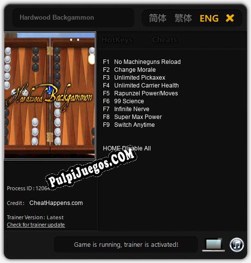 Hardwood Backgammon: Trainer +9 [v1.7]