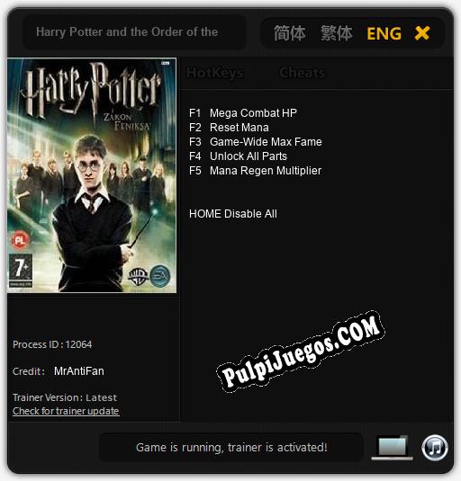 Harry Potter and the Order of the Phoenix: Cheats, Trainer +5 [MrAntiFan]