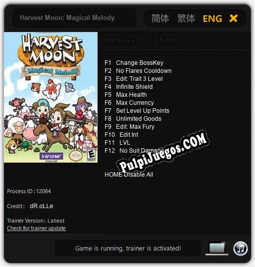 Harvest Moon: Magical Melody: Treinador (V1.0.30)