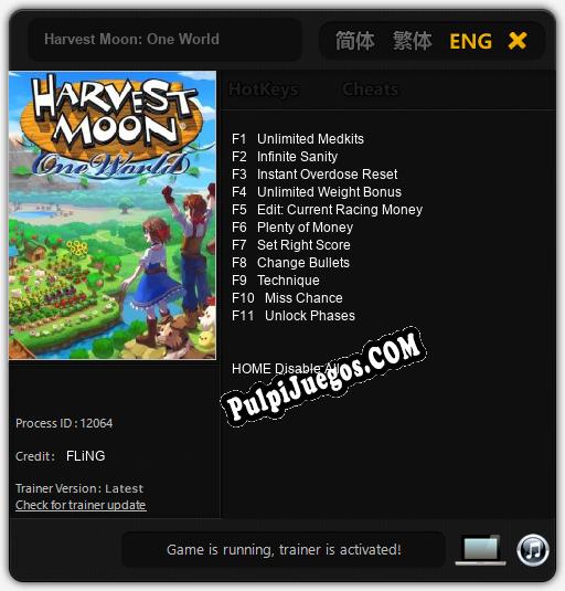 Entrenador liberado a Harvest Moon: One World [v1.0.6]