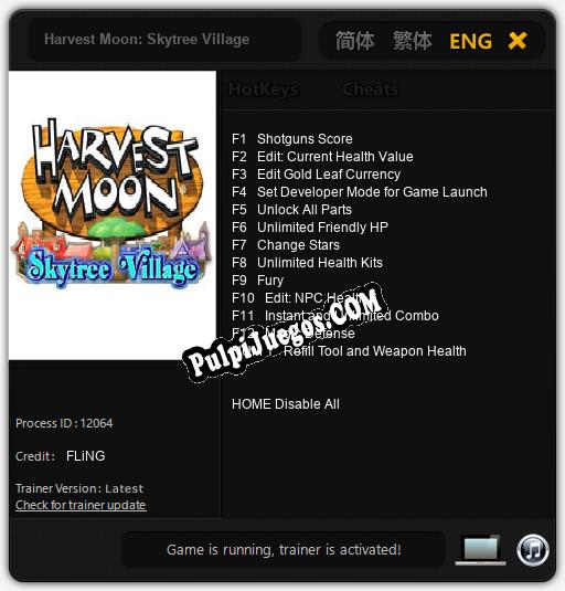 Entrenador liberado a Harvest Moon: Skytree Village [v1.0.2]